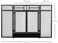 Pare-feu Large Pour Cheminée Ou Poêle - Pare-étincelles - 3 Volets Pliables Et Double Porte - Métal Noir -Electroménager Soldes cheminee 18881145