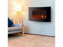 Cheminée Électrique Murale 2000W Kekai Jersey 88x15x56 Cm Noir Simulation Feu Télécommande Incluse Pour Intérieur -Electroménager Soldes cheminee 19433711