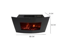 Cheminée Électrique Murale 2000W Kekai Jersey 88x15x56 Cm Noir Simulation Feu Télécommande Incluse Pour Intérieur -Electroménager Soldes cheminee 19433715