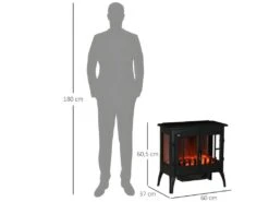 Cheminée Poêle électrique 2000W BARLETTA Noire -Electroménager Soldes cheminee 21988255