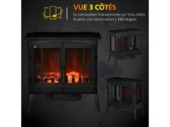 Cheminée Poêle électrique 2000W BARLETTA Noire -Electroménager Soldes cheminee 21988259