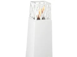 Cheminée Bioéthanol Sur Pied Kekai Mauna Loa 40x40x145 Cm Brûleur En Acier Inoxydable Et Étouffoir, Couleur Blanc -Electroménager Soldes cheminee 22028021