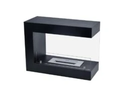 Cheminée Bioéthanol Sur Pied Kekai Krakatoa 60x26x45 Cm Brûleur En Acier Inoxydable, Verre Trempé Et Étouffoir