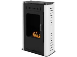 Cheminée Bioéthanol Design Contemporain - étagère - Brûleur 1,2 L - Contrôle De Flamme Et Manche Inclus - Acier Noir Blanc -Electroménager Soldes cheminee 22167463