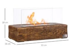 Cheminée Portable à Poser Bioéthanol Avec Réservoir 0,15 L Couverture 18 M² - Design Bûche De Bois - Dim. 33L X 16l X 18H Cm -Electroménager Soldes cheminee 22167481