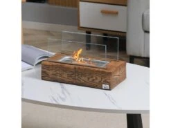 Cheminée Portable à Poser Bioéthanol Avec Réservoir 0,15 L Couverture 18 M² - Design Bûche De Bois - Dim. 33L X 16l X 18H Cm -Electroménager Soldes cheminee 22167483