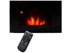 Cheminée électrique Murale LED 7 Effets Flammes + 7 Couleurs Ambiance + Galets Télécommande Thermostat 1000-2000 W Minuterie Noir -Electroménager Soldes cheminee 22167495