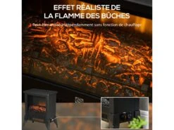 Cheminée électrique Poêle Style Rétro Thermostat 1800 W Effet Flamme LED Avec Température Régable Noir -Electroménager Soldes cheminee 22167545