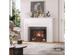 Pare-feu Large Pour Cheminée Ou Poêle - Pare-étincelles - 3 Volets Pliables Et Portes - Métal Noir