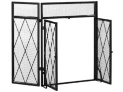 Pare-feu Large Pour Cheminée Ou Poêle - Pare-étincelles - 3 Volets Pliables Et Portes - Métal Noir -Electroménager Soldes cheminee 23010491