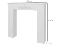 Manteau De Cheminée Style Baroque - Dim. 101L X 19l X 100H Cm - Bois De Sapin Blanc Effet Vieilli -Electroménager Soldes cheminee 23021413