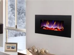 Cheminée électrique CHANDELA - Murale - L84 X P14 X H45 Cm - Noire