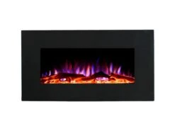 Cheminée électrique CHANDELA - Murale - L84 X P14 X H45 Cm - Noire -Electroménager Soldes cheminee 269441
