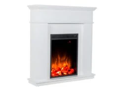 Cheminée électrique à Poser VESUVIA - Avec Manteau - L98 X P24 X H102.5cm - Blanche -Electroménager Soldes cheminee 309007