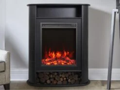 Cheminée électrique à Poser - Avec Manteau - L84x P33 X H111cm - Noir - MOMBACHO