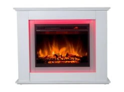 Cheminée électrique à Poser NEVADO - Avec Manteau - LEDs - L100 X P27,9 X H82,5cm - Blanche -Electroménager Soldes cheminee 348025