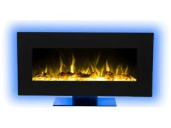Cheminée électrique IRAZU - Murale Ou à Poser - LEDs & Bluetooth - L106,68 X P26 X H57,2 Cm - Noire -Electroménager Soldes cheminee 390127