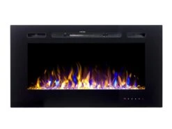 Cheminée électrique CALBUCO - Murale Ou Encastrable - L101,6 X P14 X H54,4 Cm - Noire -Electroménager Soldes cheminee 447051