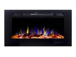 Cheminée électrique CALBUCO - Murale Ou Encastrable - L101,6 X P14 X H54,4 Cm - Noire -Electroménager Soldes cheminee 447053