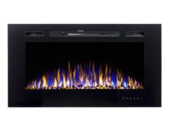 Cheminée électrique CALBUCO - Murale Ou Encastrable - L101,6 X P14 X H54,4 Cm - Noire -Electroménager Soldes cheminee 447055