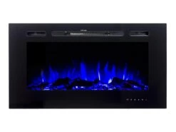 Cheminée électrique CALBUCO - Murale Ou Encastrable - L101,6 X P14 X H54,4 Cm - Noire -Electroménager Soldes cheminee 447057