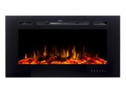 Cheminée électrique CALBUCO - Murale Ou Encastrable - L101,6 X P14 X H54,4 Cm - Noire -Electroménager Soldes cheminee 447059