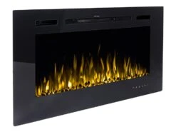 Cheminée électrique CALBUCO - Murale Ou Encastrable - L101,6 X P14 X H54,4 Cm - Noire -Electroménager Soldes cheminee 447063