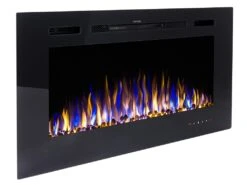 Cheminée électrique CALBUCO - Murale Ou Encastrable - L101,6 X P14 X H54,4 Cm - Noire -Electroménager Soldes cheminee 447075