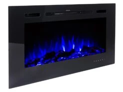 Cheminée électrique CALBUCO - Murale Ou Encastrable - L101,6 X P14 X H54,4 Cm - Noire -Electroménager Soldes cheminee 447079