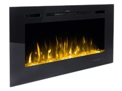 Cheminée électrique CALBUCO - Murale Ou Encastrable - L101,6 X P14 X H54,4 Cm - Noire -Electroménager Soldes cheminee 447081