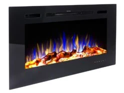 Cheminée électrique CALBUCO - Murale Ou Encastrable - L101,6 X P14 X H54,4 Cm - Noire -Electroménager Soldes cheminee 447083