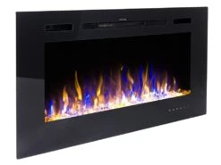 Cheminée électrique CALBUCO - Murale Ou Encastrable - L101,6 X P14 X H54,4 Cm - Noire -Electroménager Soldes cheminee 447085