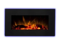 Cheminée électrique Murale LAO - L78 X P12,2 X H42,8 Cm - Noire -Electroménager Soldes cheminee 448159