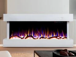 Cheminée électrique MERAPI - Murale Ou à Poser - L110 X P18 X H52cm - Blanche -Electroménager Soldes cheminee 450357