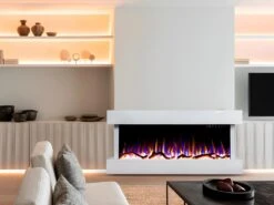 Cheminée électrique MERAPI - Murale Ou à Poser - L110 X P18 X H52cm - Blanche