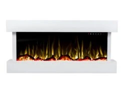 Cheminée électrique MERAPI - Murale Ou à Poser - L110 X P18 X H52cm - Blanche -Electroménager Soldes cheminee 450361