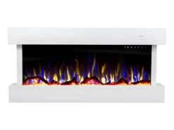 Cheminée électrique MERAPI - Murale Ou à Poser - L110 X P18 X H52cm - Blanche -Electroménager Soldes cheminee 450363