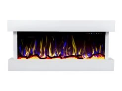 Cheminée électrique MERAPI - Murale Ou à Poser - L110 X P18 X H52cm - Blanche -Electroménager Soldes cheminee 450367