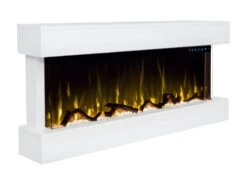 Cheminée électrique MERAPI - Murale Ou à Poser - L110 X P18 X H52cm - Blanche -Electroménager Soldes cheminee 450369