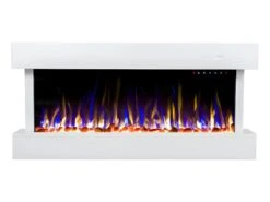 Cheminée électrique MERAPI - Murale Ou à Poser - L110 X P18 X H52cm - Blanche -Electroménager Soldes cheminee 450375