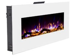 Cheminée électrique Murale LALITA - L110 X P14 X H49 Cm - Blanc -Electroménager Soldes cheminee 451105
