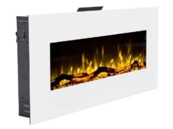 Cheminée électrique Murale LALITA - L110 X P14 X H49 Cm - Blanc -Electroménager Soldes cheminee 451109
