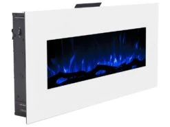 Cheminée électrique Murale LALITA - L110 X P14 X H49 Cm - Blanc -Electroménager Soldes cheminee 451117