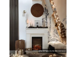 Cheminée électrique à Poser VESUVIA - Avec Manteau - L98 X P24 X H102.5cm - Blanche -Electroménager Soldes cheminee 8740735