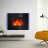 Cheminée électrique Murale éclairages Latéraux LED Design Avant-gardiste Affichage LED Avec Télécommande Et Minuterie 900/1800 W Luminosité Réglable Noir -Electroménager Soldes cheminee 9160107