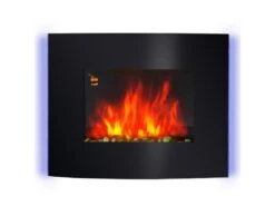 Cheminée électrique Murale éclairages Latéraux LED Design Avant-gardiste Affichage LED Avec Télécommande Et Minuterie 900/1800 W Luminosité Réglable Noir -Electroménager Soldes cheminee 9160109