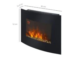 Cheminée électrique Murale éclairages Latéraux LED Design Avant-gardiste Affichage LED Avec Télécommande Et Minuterie 900/1800 W Luminosité Réglable Noir -Electroménager Soldes cheminee 9160111