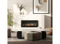 Cheminée Bioéthanol Murale Design Contemporain - Réservoir 2,8 L Couverture 30 M² - Pare-feu Verre Trempé, Kit Fixation Inclus - Dim. 102L X 16l X 43H Cm