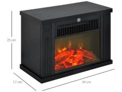 Cheminée électrique Poêle Style Contemporain Thermostat 600-1200 W Noir -Electroménager Soldes cheminee 9458345