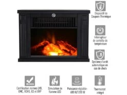 Cheminée électrique Poêle Style Contemporain Thermostat 600-1200 W Noir -Electroménager Soldes cheminee 9458347